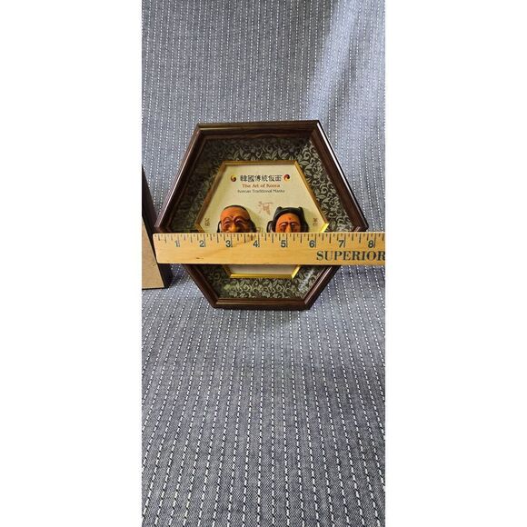 Two Korean Traditional Mask Image Shadow Box - Picture 9 of 11